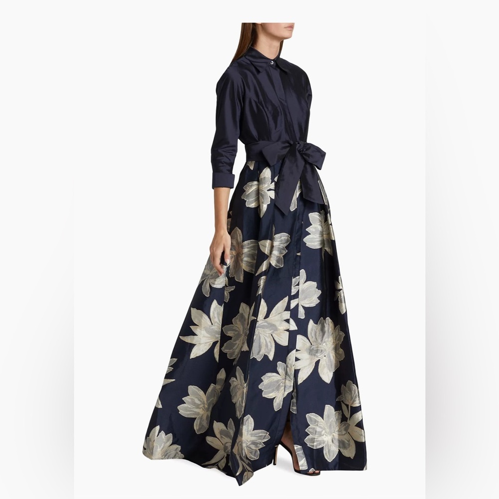 Teri Jon by Ricki Freeman Shirtwaist Floral Jacquard Gown 6- NEVER WORN - Picture 4 of 8